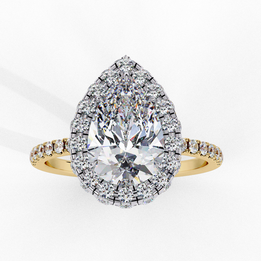 Lab Grown Diamond Solitaire Ring Pear Stone (2.51ct) In 14K Gold