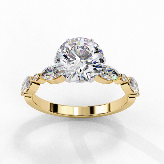 Lab Grown Diamond Solitaire Ring Round Stone (2.82ct) In 14K Gold