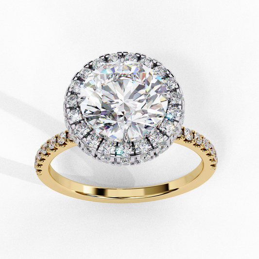 Lab Grown Diamond Solitaire Ring Round Stone (2.90ct) In 14K Gold