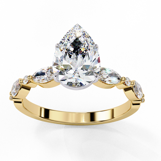 Lab Grown Diamond Solitaire Ring Pear Stone (1.79ct) In 14K Gold