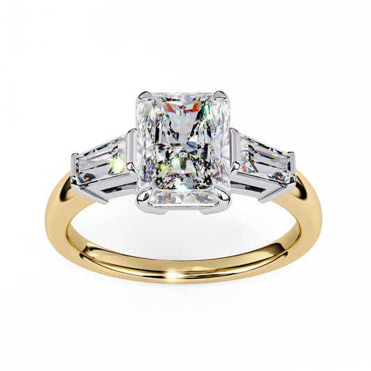Lab Grown Diamond Ring Solitaire Radiant Stone (3.13ct) In 14K Gold