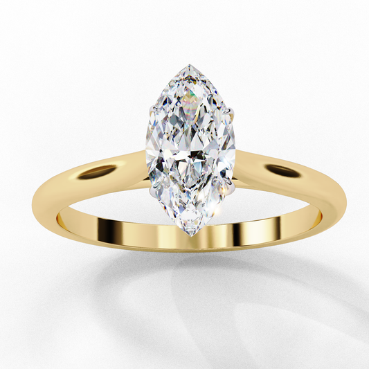 Lab Grown Diamond Ring Marquise Stone (0.82ct) In 14K Gold
