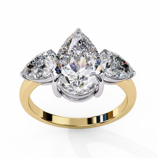 Lab Grown Diamond Solitaire Ring Pear Stone (2.97ct) In 14K Gold