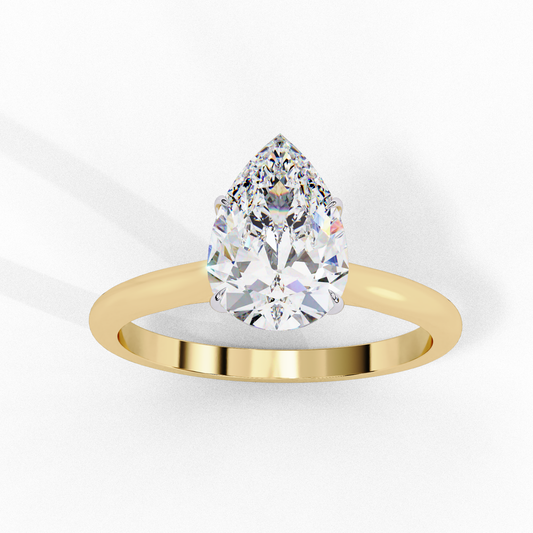 Lab Grown Diamond Ring Pear Stone (0.89ct) In 14K Gold