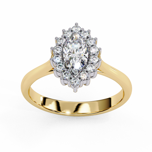 Lab Grown Diamond Ring Marquise Stone (0.65ct) In 14K Gold