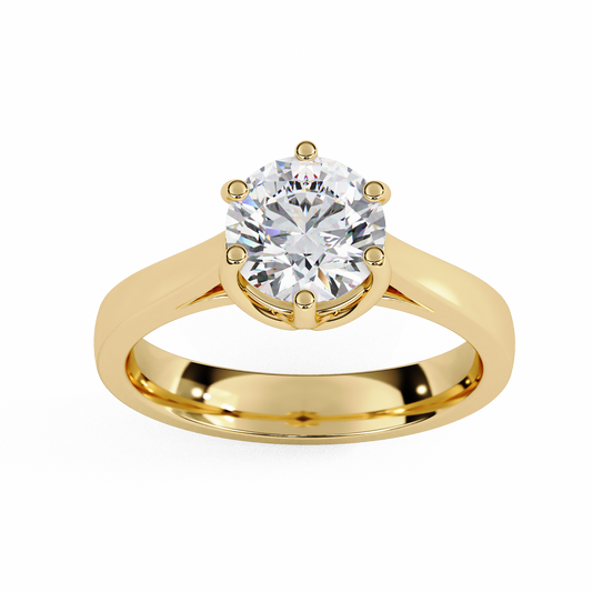 Lab Grown Diamond Solitaire Ring Round Stone (1.34ct) In 14K Gold