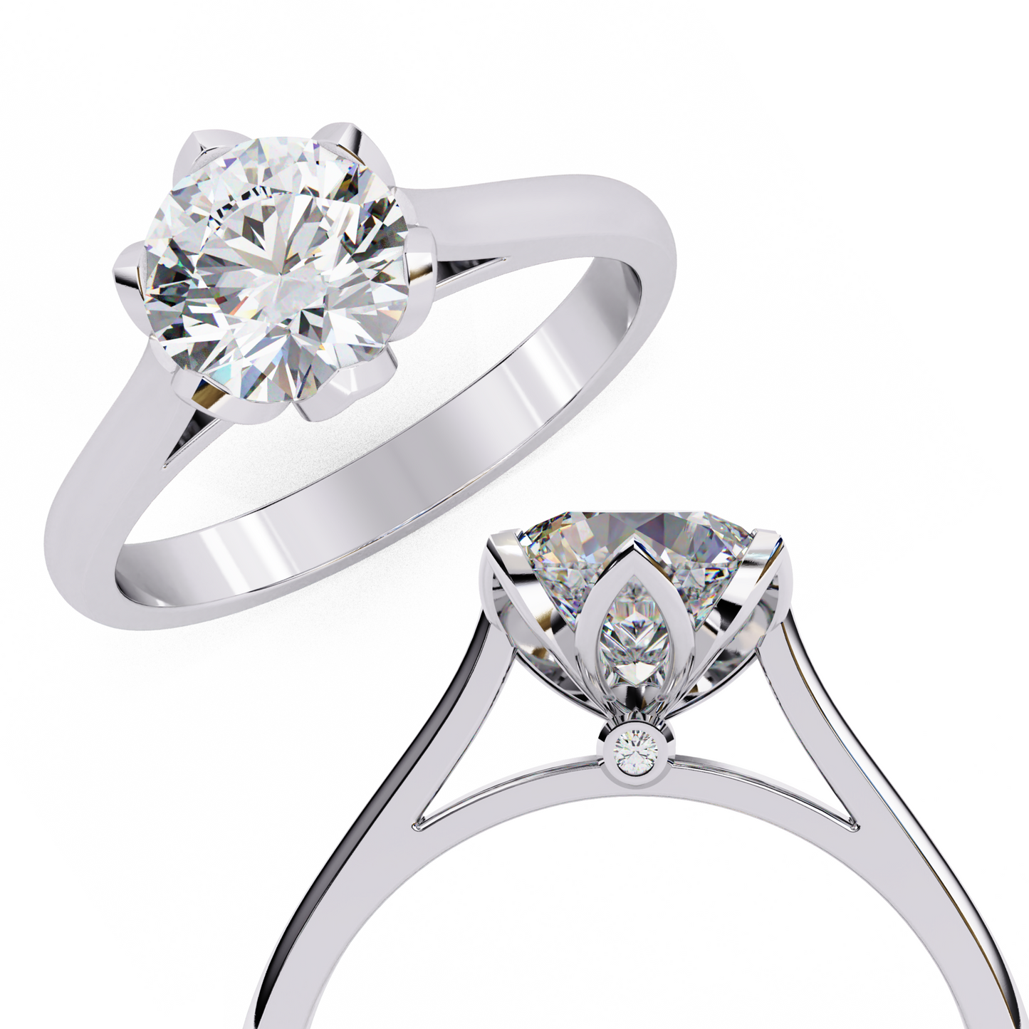 Lab Grown Diamond Solitaire Ring Round Stone (1.41ct) In 14K Gold