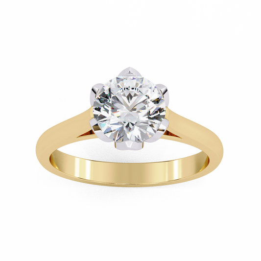 Lab Grown Diamond Solitaire Ring Round Stone (1.41ct) In 14K Gold