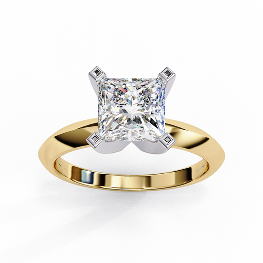 Lab Grown Diamond Solitaire Ring Princess Stone (1.72ct) In 14K Gold
