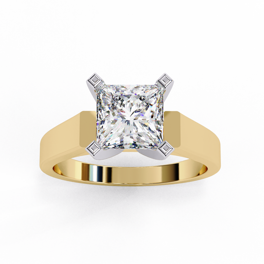 Lab Grown Diamond Solitaire Ring Princess Stone (1.72ct) In 14K Gold