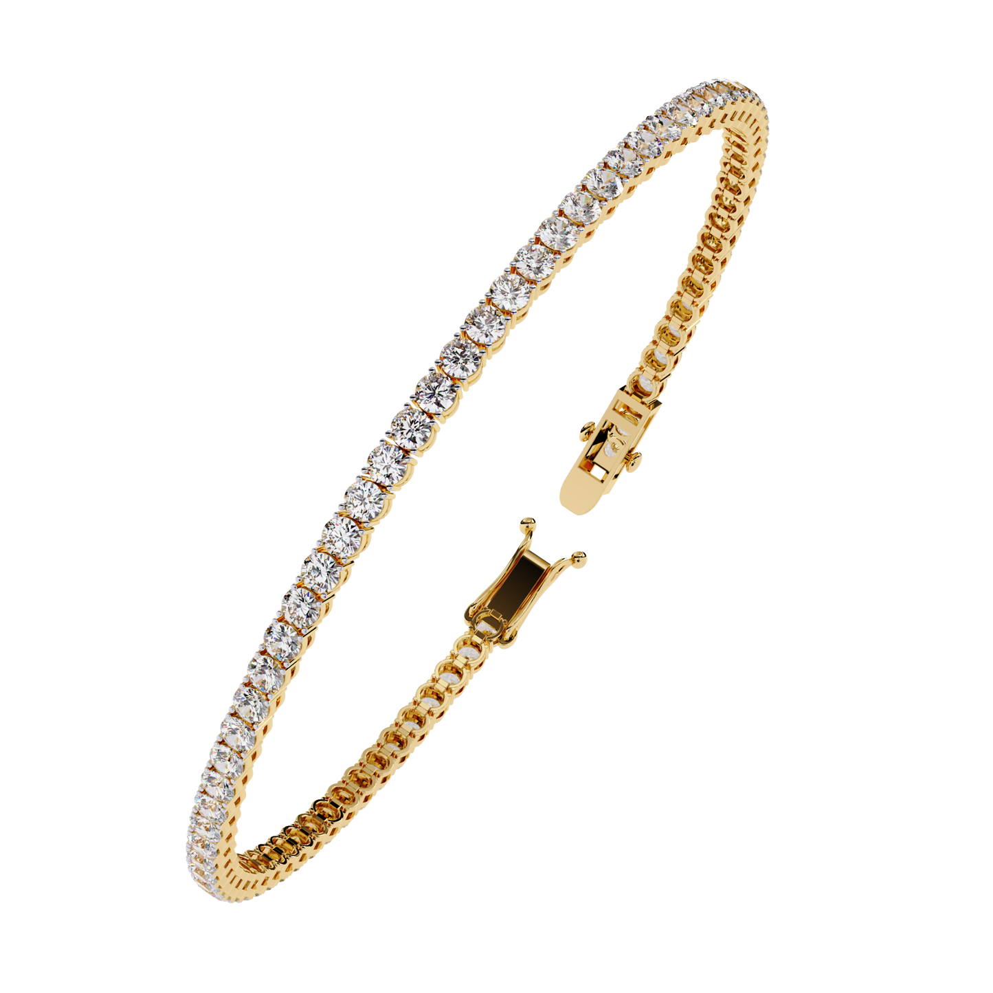 Lab Grown Diamond Bracelet Round Stone (3.90ct) In 14K Gold