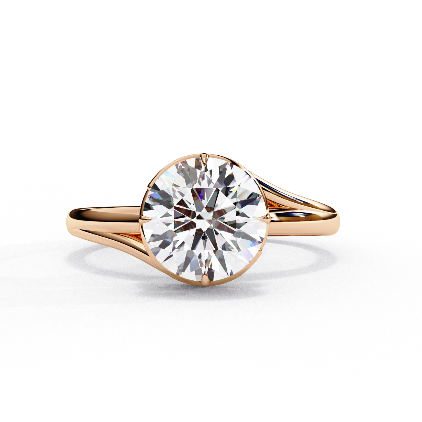LGD Solitaire Ring Round Stone (1.29ct) In 14K Gold
