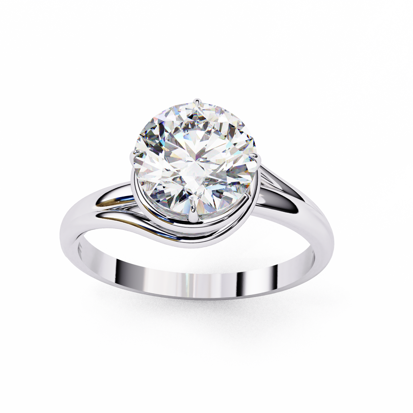 LGD Solitaire Ring Round Stone (1.29ct) In 14K Gold
