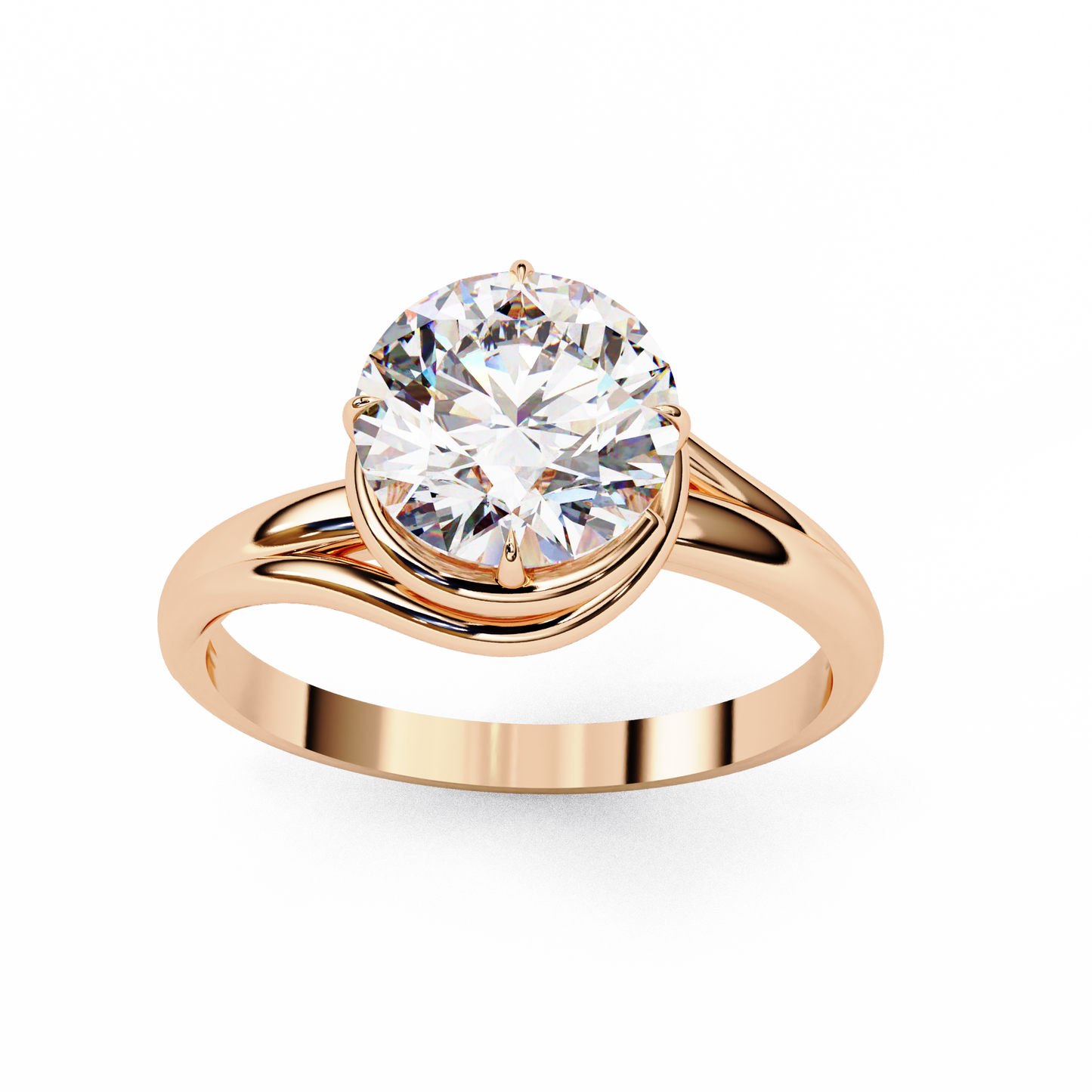 LGD Solitaire Ring Round Stone (1.29ct) In 14K Gold