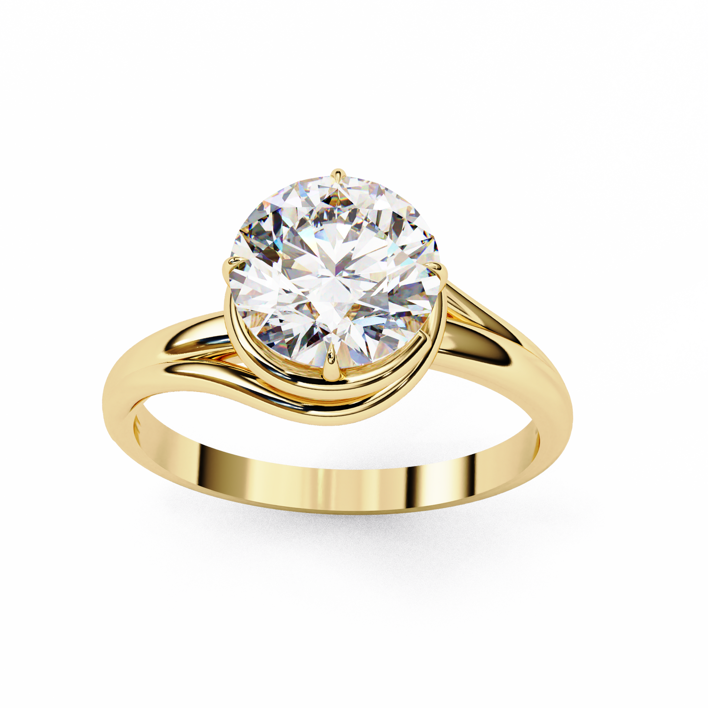 LGD Solitaire Ring Round Stone (1.29ct) In 14K Gold