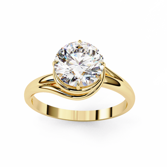 Lab Grown Diamond Solitaire Ring Round Stone (1.29ct) In 14K Gold