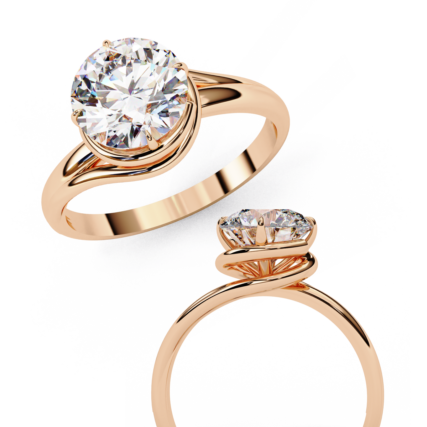 LGD Solitaire Ring Round Stone (1.29ct) In 14K Gold