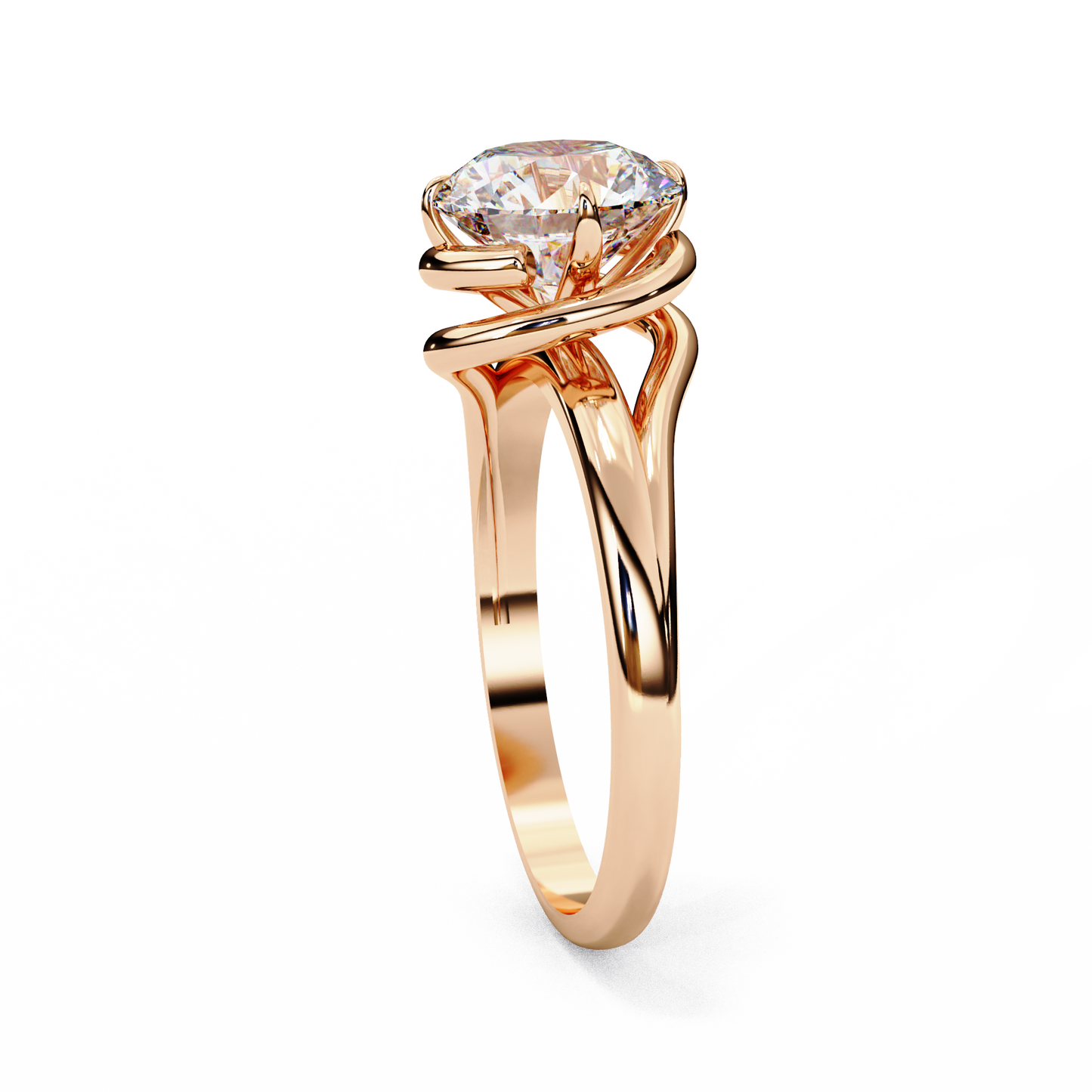 LGD Solitaire Ring Round Stone (1.29ct) In 14K Gold