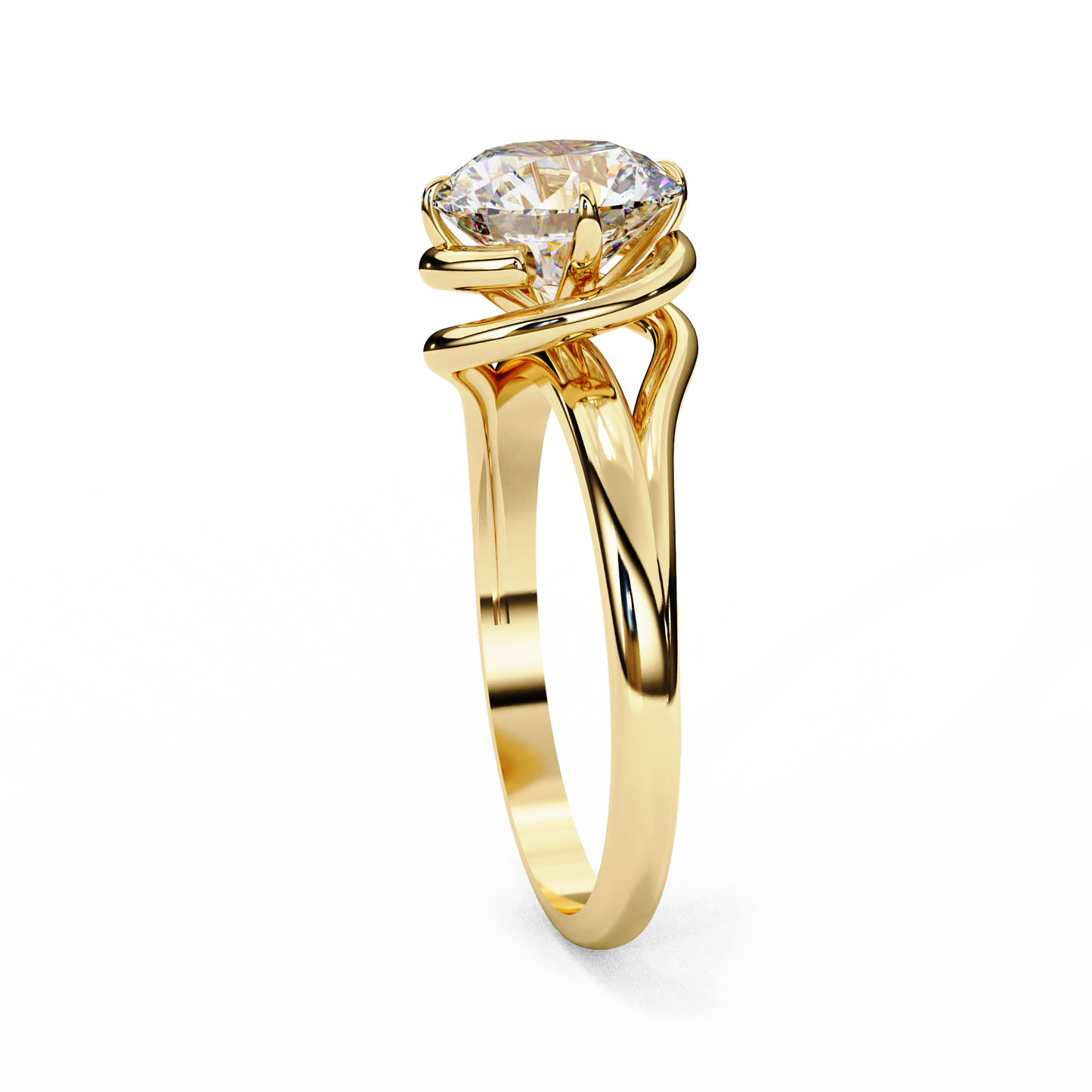 LGD Solitaire Ring Round Stone (1.29ct) In 14K Gold