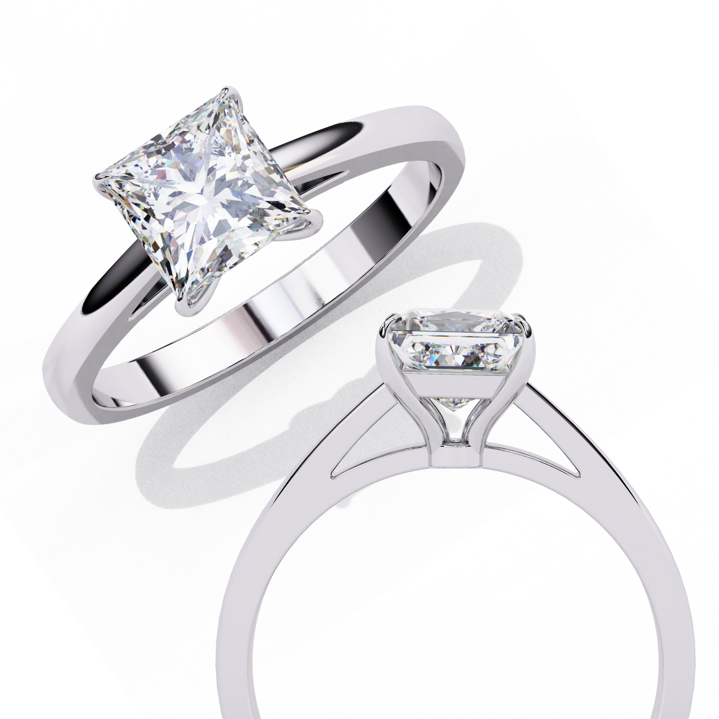 Lab Grown Diamond Solitaire Ring Princess Stone (1.04ct) In 14K Gold