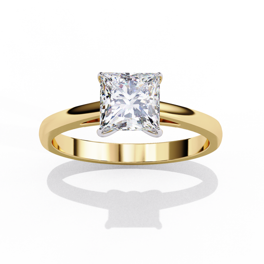 Lab Grown Diamond Solitaire Ring Princess Stone (1.04ct) In 14K Gold