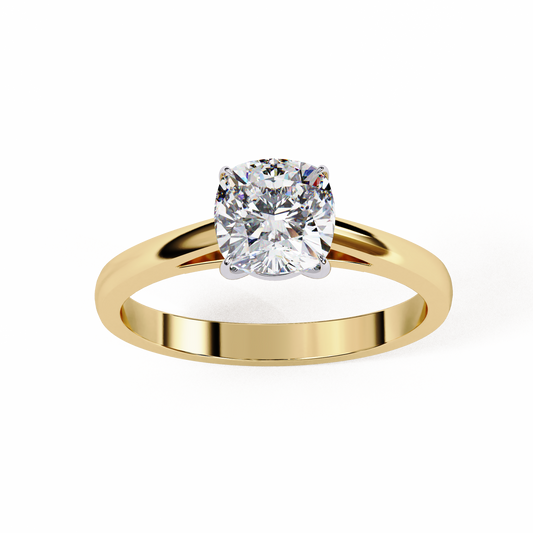Lab Grown Diamond Solitaire Ring Cushion Square Stone (1.43ct) In 14K Gold