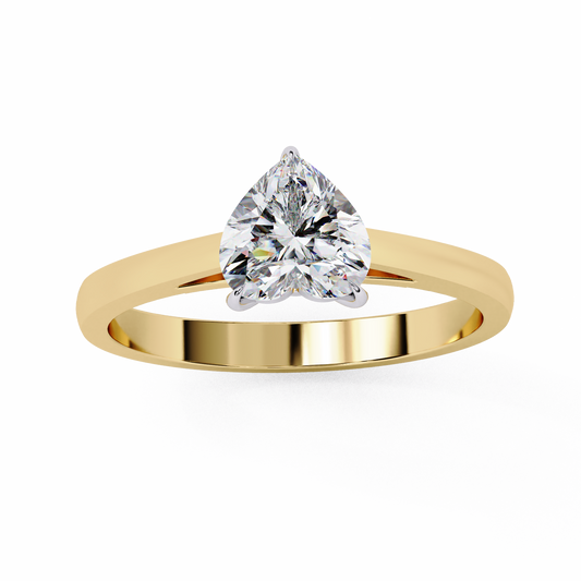 Lab Grown Diamond Ring Heart Stone (0.83ct) In 14K Gold