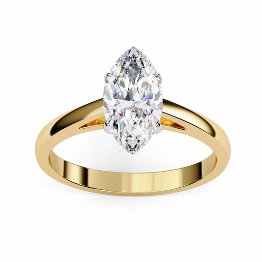 Lab Grown Diamond Ring Marquise Stone (0.86ct) In 14K Gold