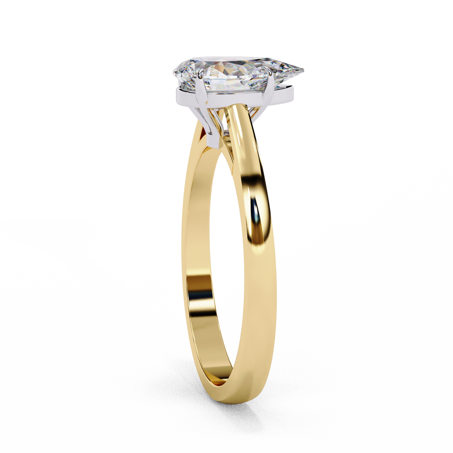 LGD Solitaire Ring Pear Stone (1.30ct) In 14K Gold