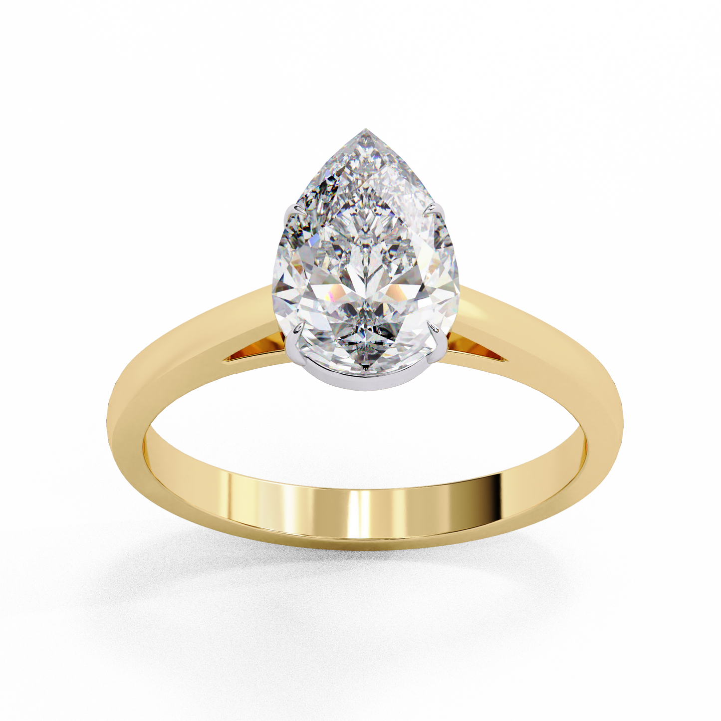 LGD Solitaire Ring Pear Stone (1.30ct) In 14K Gold