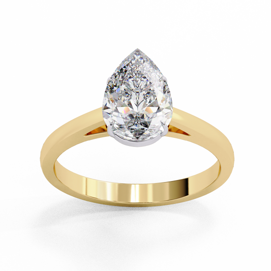Lab Grown Diamond Solitaire Ring Pear Stone (1.30ct) In 14K Gold
