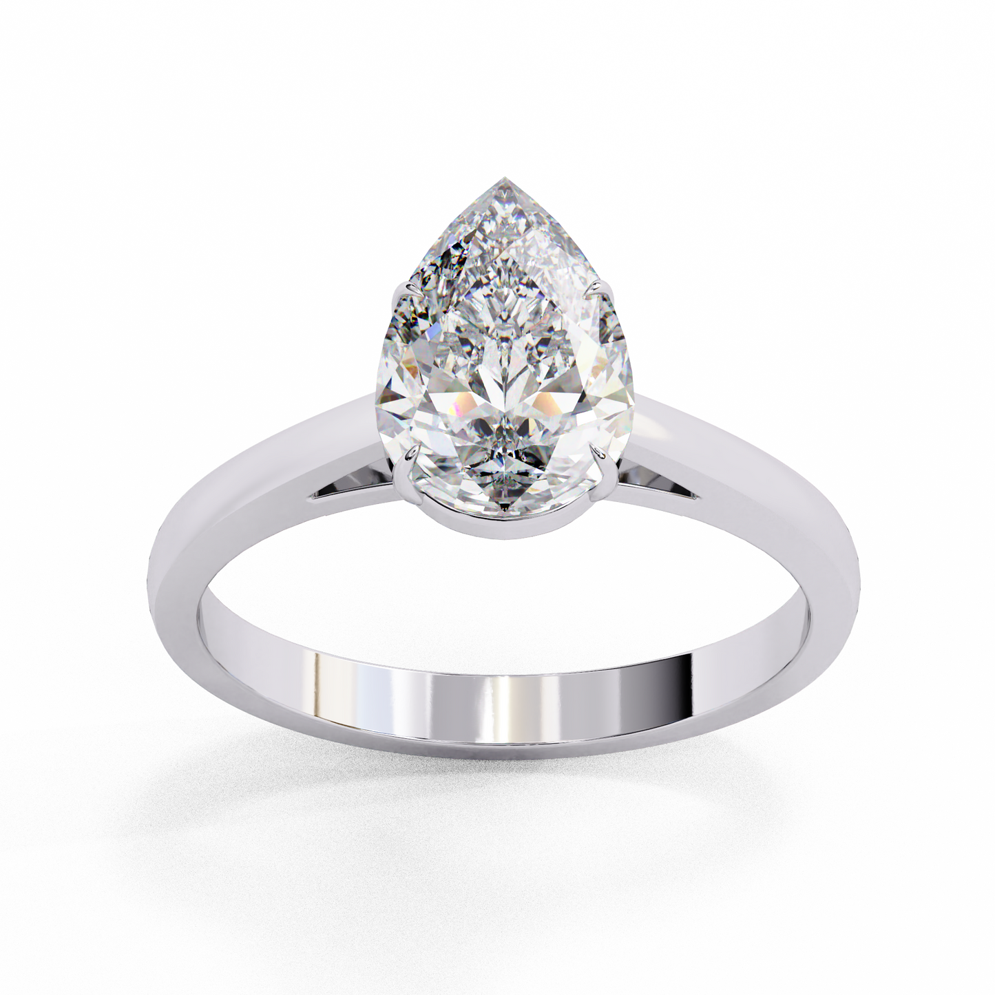 LGD Solitaire Ring Pear Stone (1.30ct) In 14K Gold