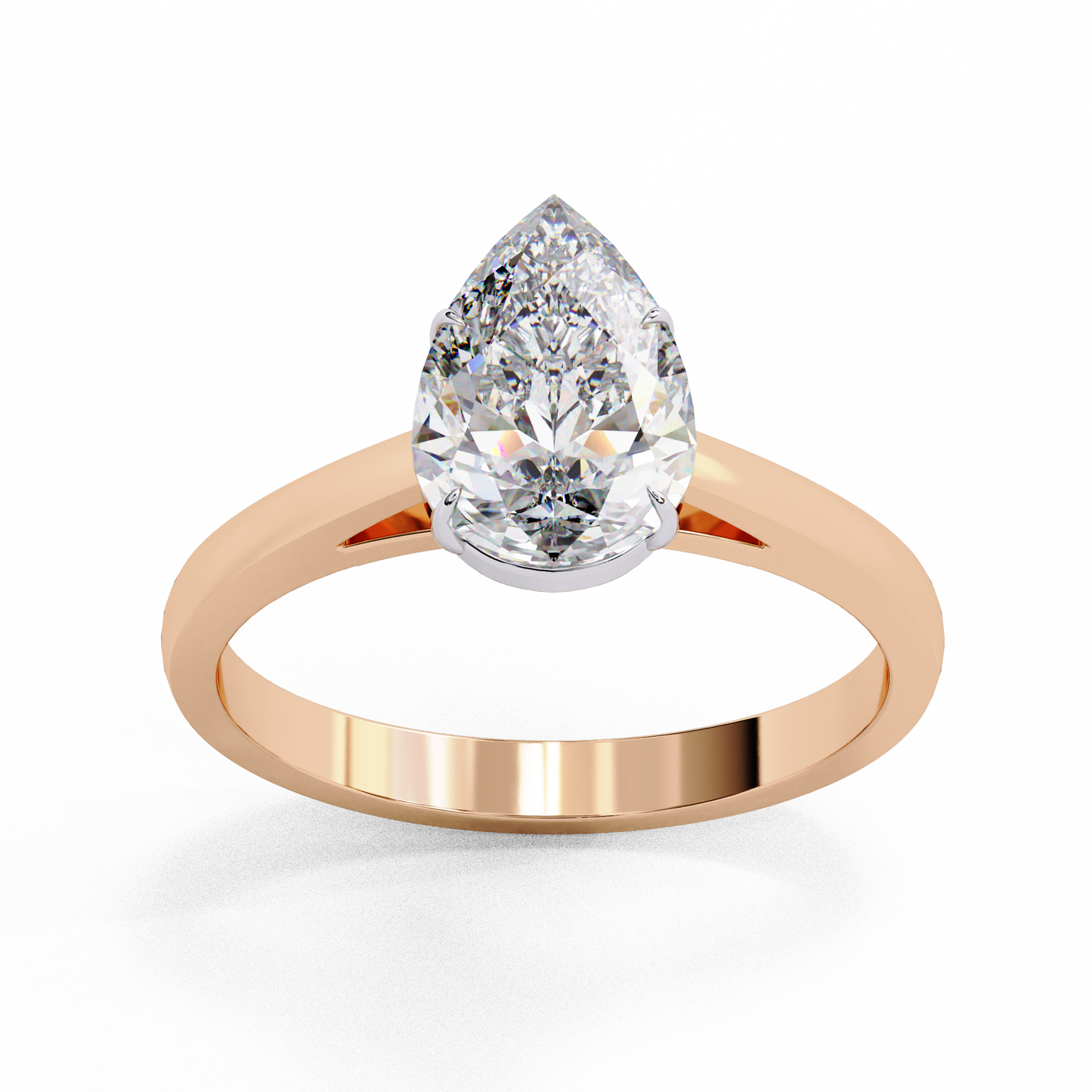 LGD Solitaire Ring Pear Stone (1.30ct) In 14K Gold