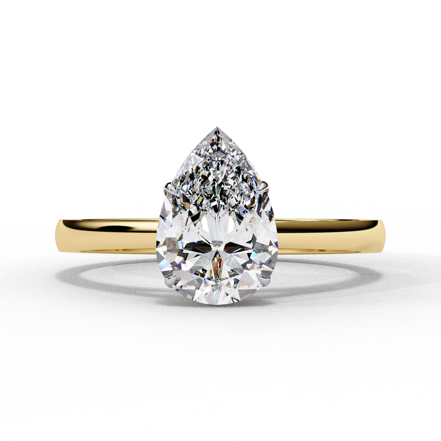 LGD Solitaire Ring Pear Stone (1.30ct) In 14K Gold