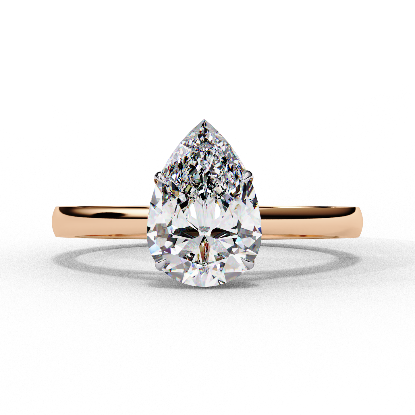 LGD Solitaire Ring Pear Stone (1.30ct) In 14K Gold