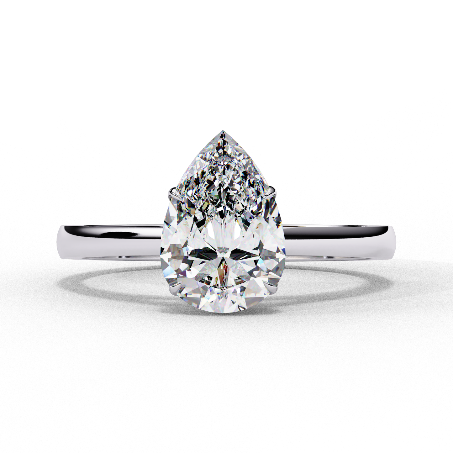 LGD Solitaire Ring Pear Stone (1.30ct) In 14K Gold