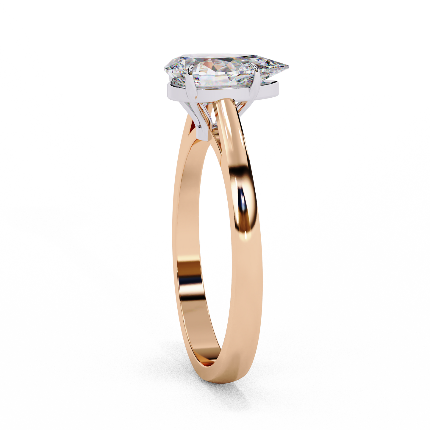 LGD Solitaire Ring Pear Stone (1.30ct) In 14K Gold