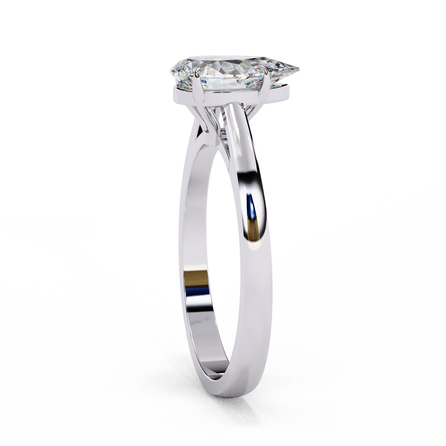 LGD Solitaire Ring Pear Stone (1.30ct) In 14K Gold