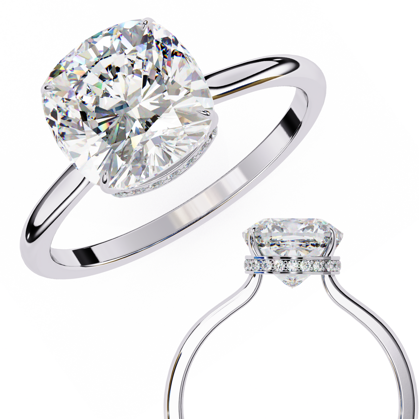 LGD Solitaire Ring Cushion Square (2.72ct) In 14K Gold #LGD-CU-CD061