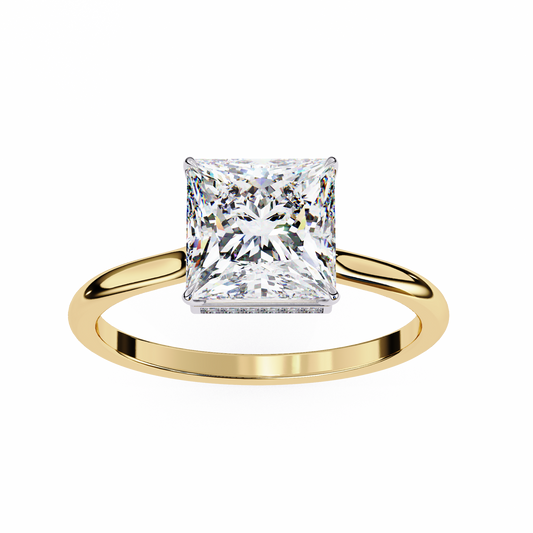 Lab Grown Diamond Solitaire Ring Princess Stone (2.22ct) In 14K Gold