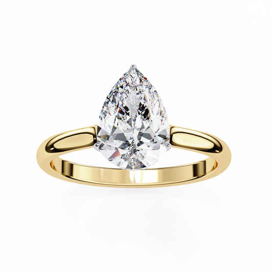 Lab Grown Diamond Solitaire Ring Pear Stone (1.88ct) In 14K Gold