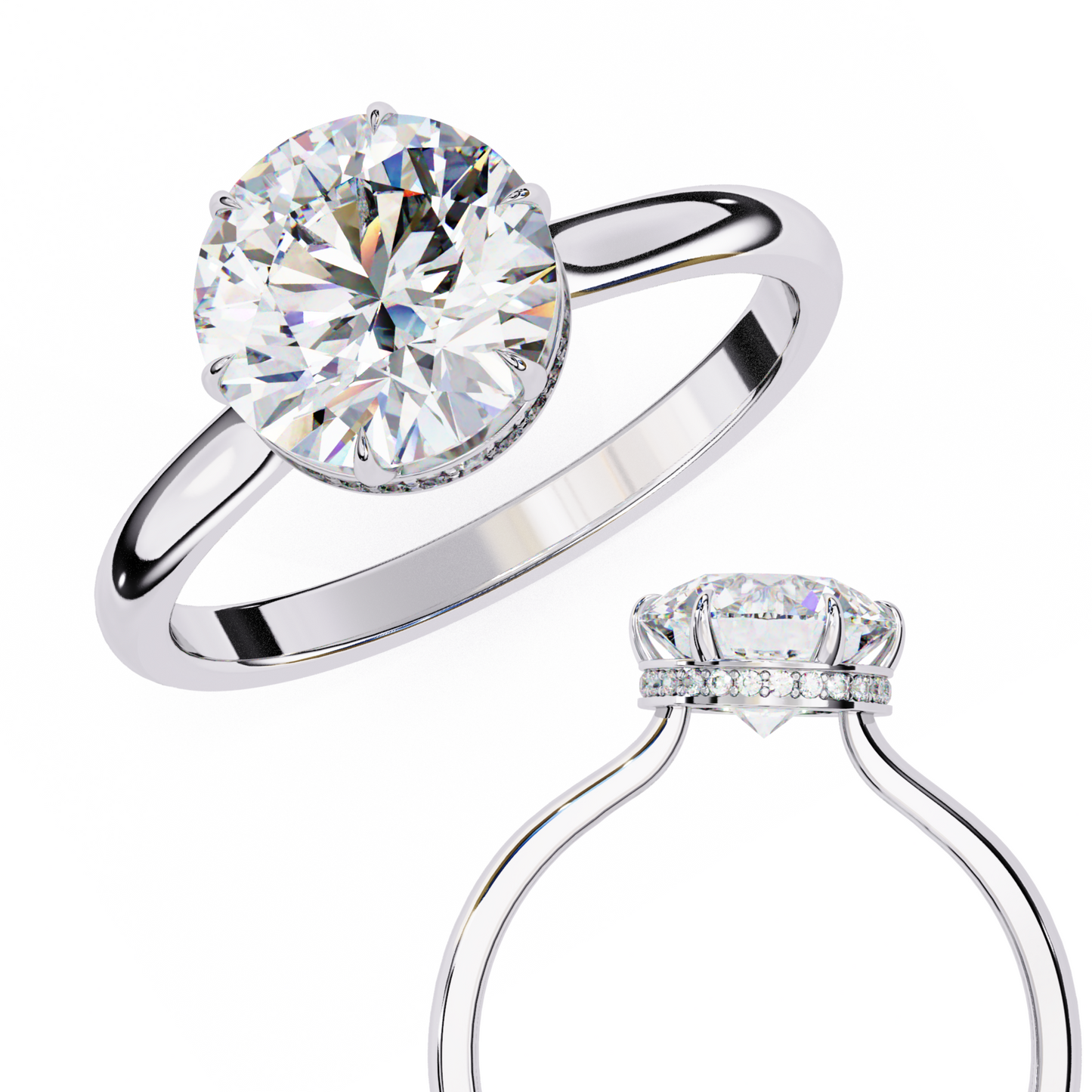 Lab Grown Diamond Solitaire Ring Round Stone (2.27ct) In 14K Gold