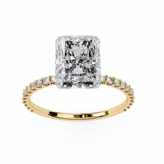 Lab Grown Diamond Solitaire Ring Radiant Stone (3.32ct) In 14K Gold