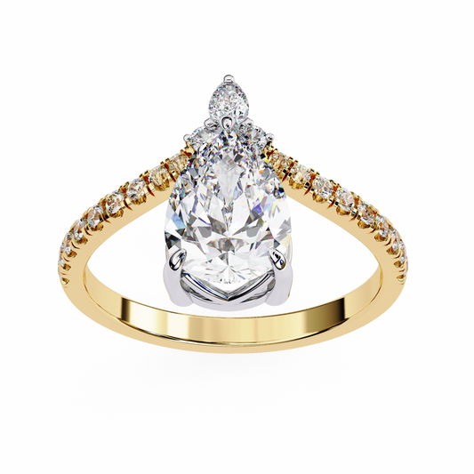 Lab Grown Diamond Solitaire Pear Ring (1.75ct ) in 14k Gold