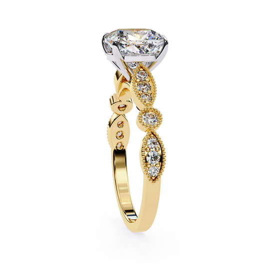 Lab Grown Diamond Solitaire Ring Cushion Square Stone (2.89ct) In 14K Gold
