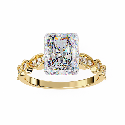 Lab Grown Diamond Solitaire Ring Radiant Stone (3.18ct) In 14K Gold