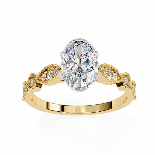 Lab Grown Diamond Ring Oval Stone (1.44ct) In 14K Gold