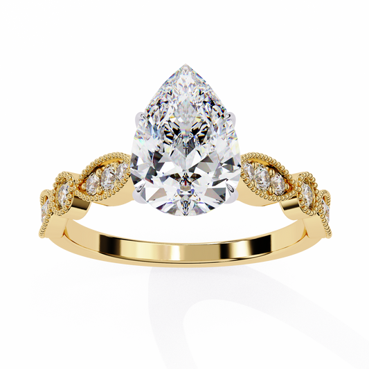 Lab Grown Diamond Ring Pear Stone (1.13ct) In 14K Gold