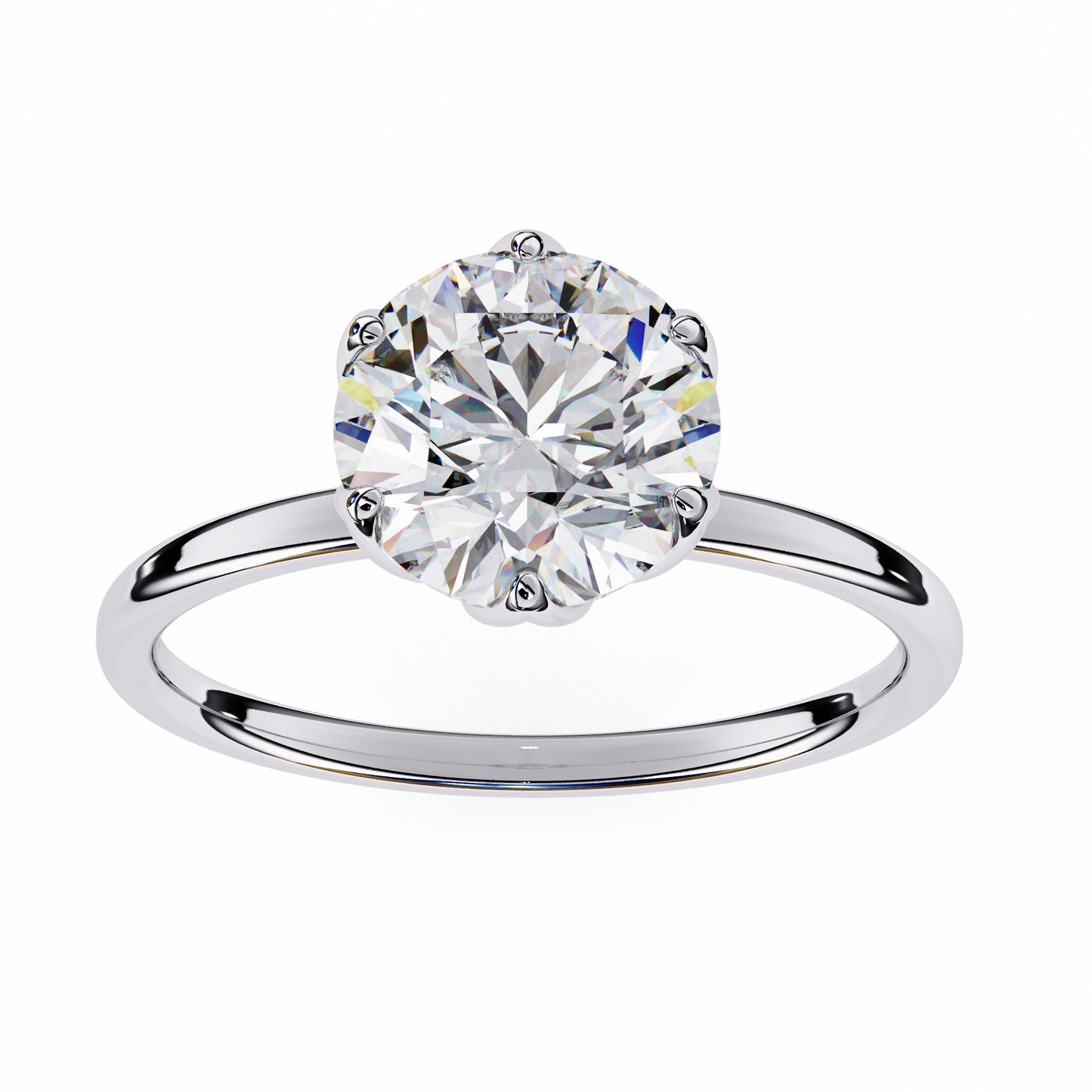 LGD Solitaire Ring Round  Stone (1.95ct) In 14K Gold