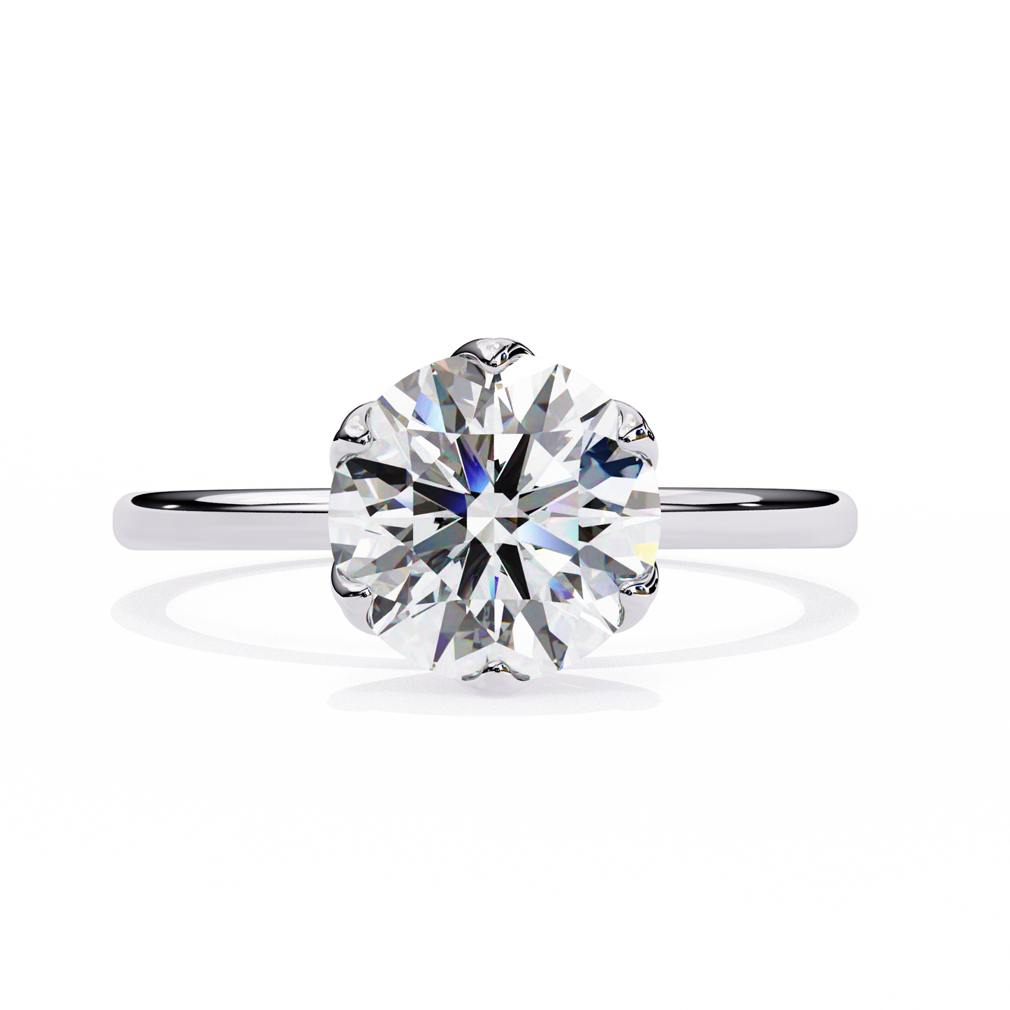LGD Solitaire Ring Round  Stone (1.95ct) In 14K Gold
